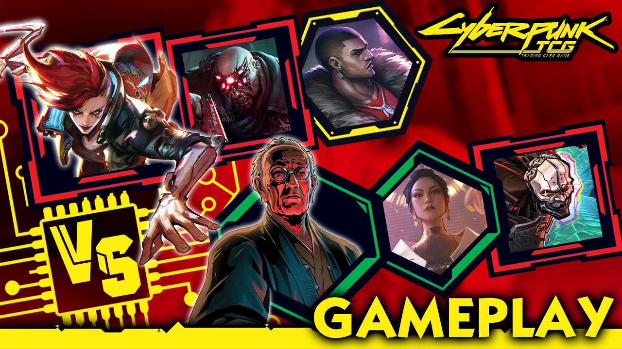 Геймплей Cyberpunk TCG: RRY 🔴🔴🟡 (Милл) против GGR 🟢🟢🔴 (Арасака) с комментариями