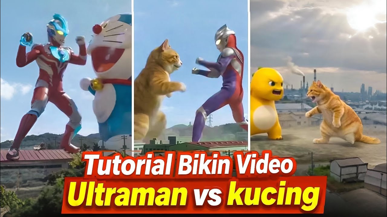 CARA BUAT VIDEO AI  ULTRAMAN VS KUCING VIRAL TIKTOK || tutorial lengkap pakai HP 🔥