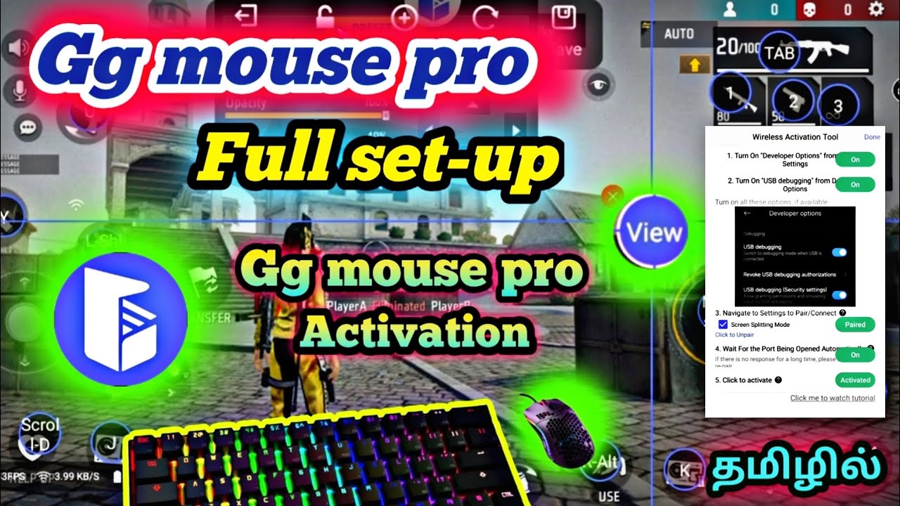 💥Gg mouse pro full setup and activation tamil, keyboard and mouse connect on mobile key mapping app