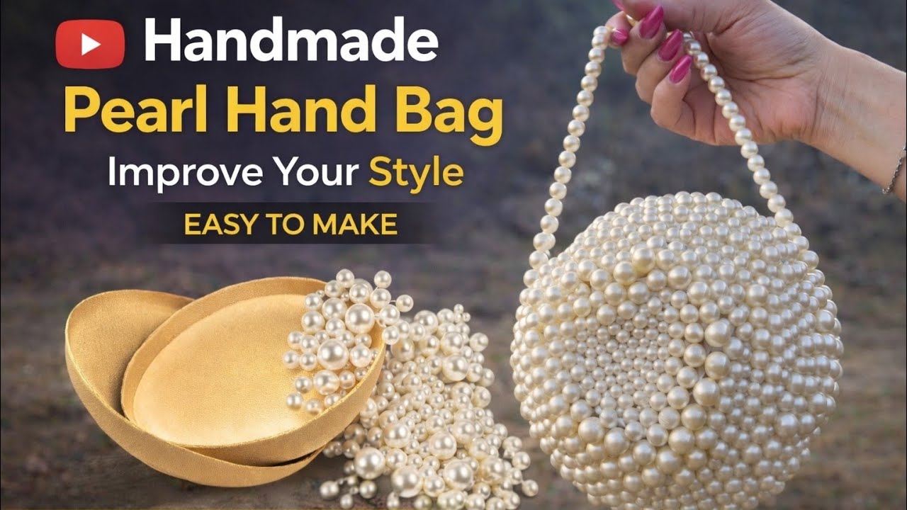 Unique Pearl Handbag Made with Blouse Cup #crafternik #bag #diy #potlibags #fashion #luxury #bracup 