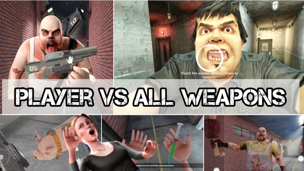 Mr Meat 2 Player vs all weapons 🔫🍖🐖⚡😆