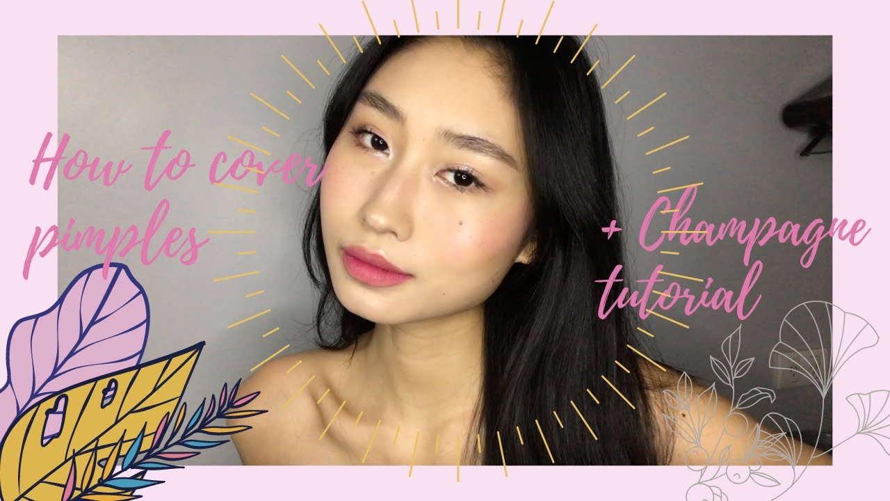 How to cover pimples + Champagne Makeup tutorial