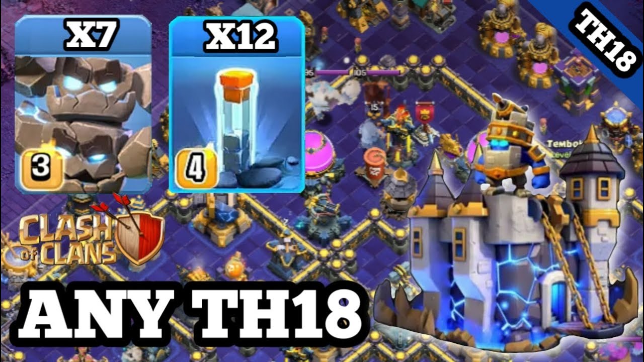 Th18 meteor golem & totem spell attack strategy clash of clans