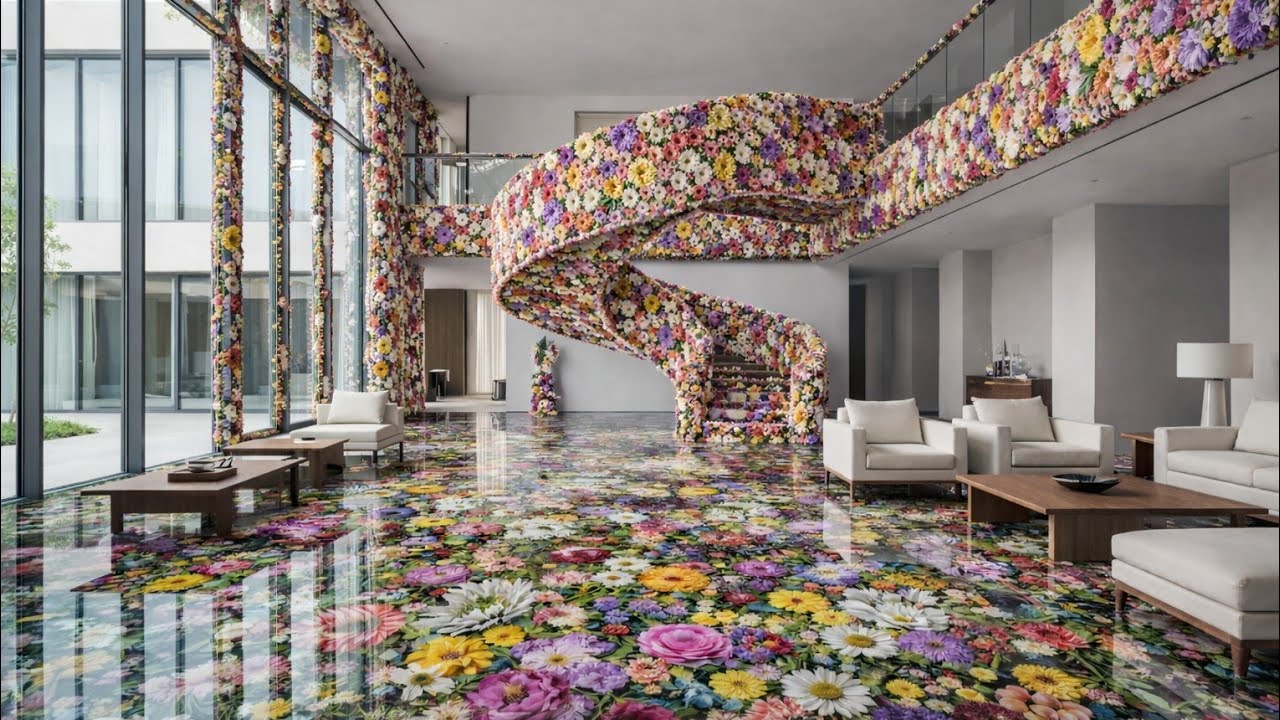 FROM NORMAL HOME TO CRAZY FLOWER HOUSE! | Fresh Flowers in Crystal Clear Epoxy Floor |