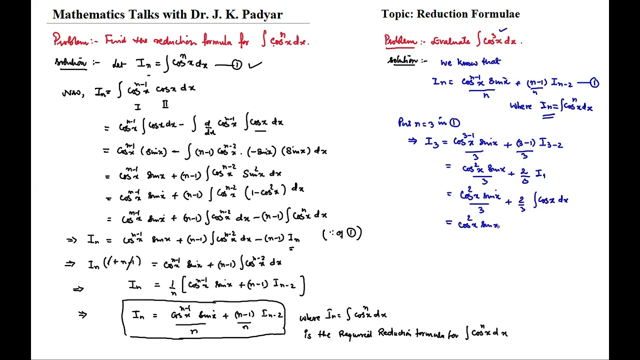 Reduction Formula for Cos x