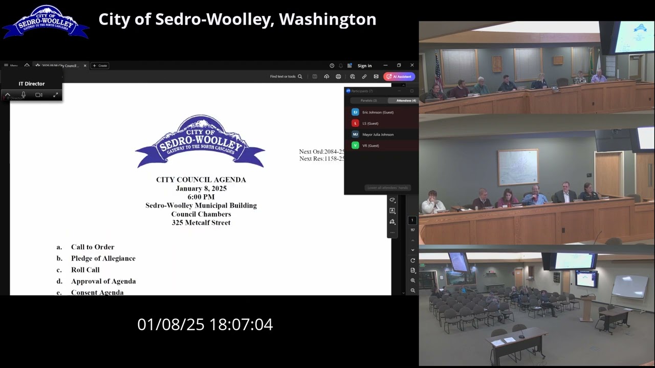 Sedro-Woolley City Council Meeting for January 8, 2025