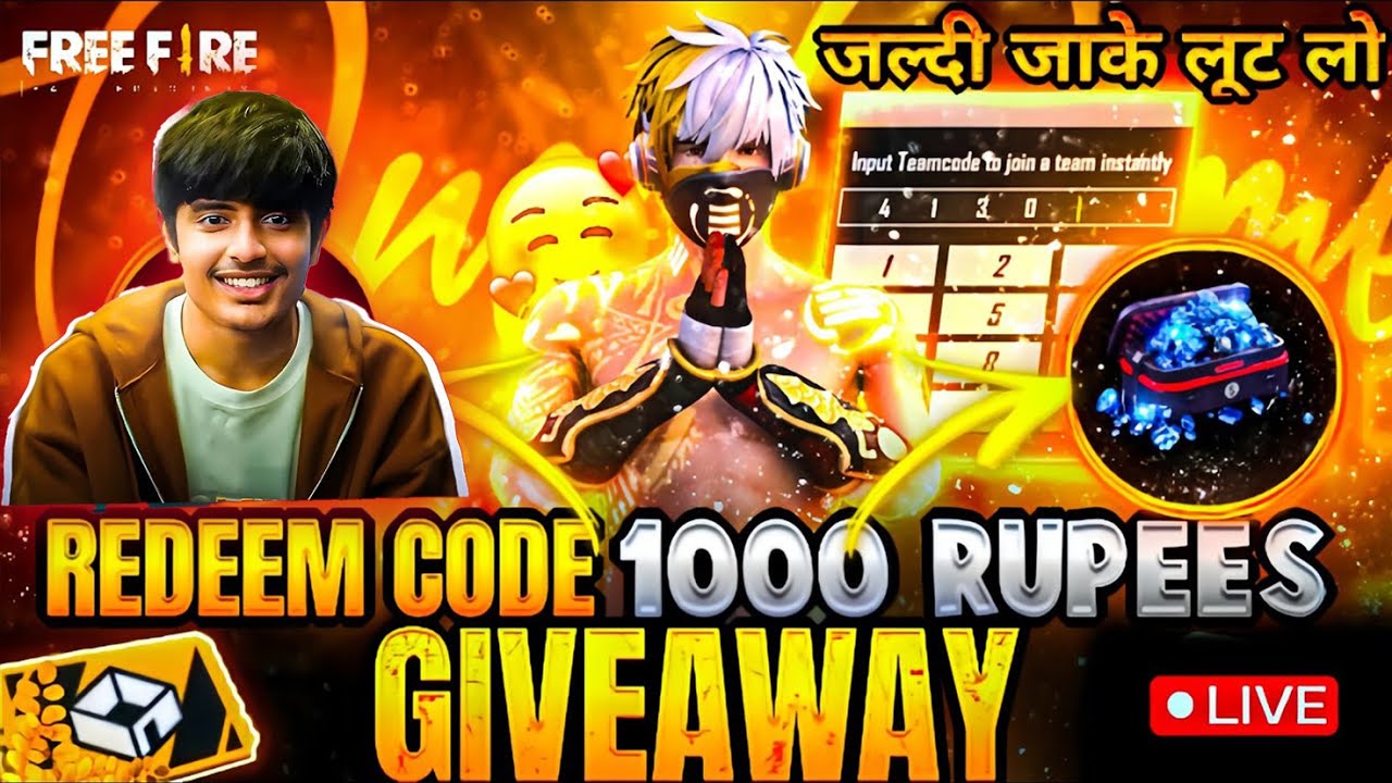 FREE FIRE LIVE 10,000 DIAMOND GIVEAWAY | TEAM CODE GIVEAWAY #freefirelive #lokeshgamer #gyangaming