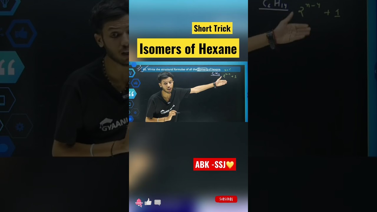 Isomers of Hexane Short Trick |Hexane Ke Isomers ka Jugaad 