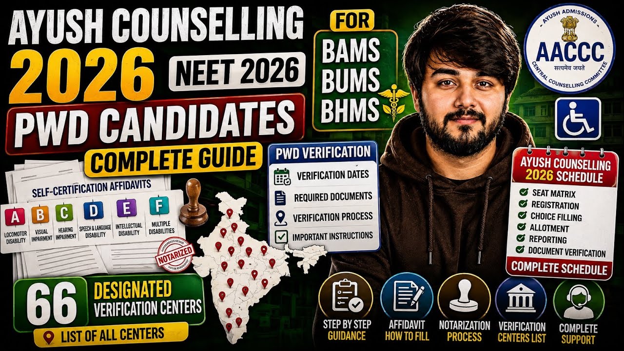 NEET UG 2026 AYUSH Counselling PwBD Complete Guide AACCC PWD Verification Affidavit BAMS BUMS BHMS 
