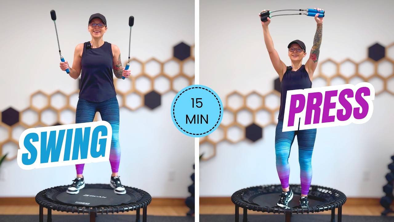 15-минутная тренировка на батуте без скакалки | Creative Weights & Cardio (низкая нагрузка)