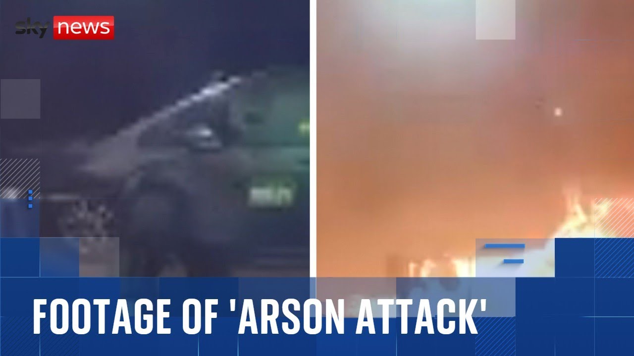 Doorbell footage shows blaze erupt at mosque after suspected arson attack