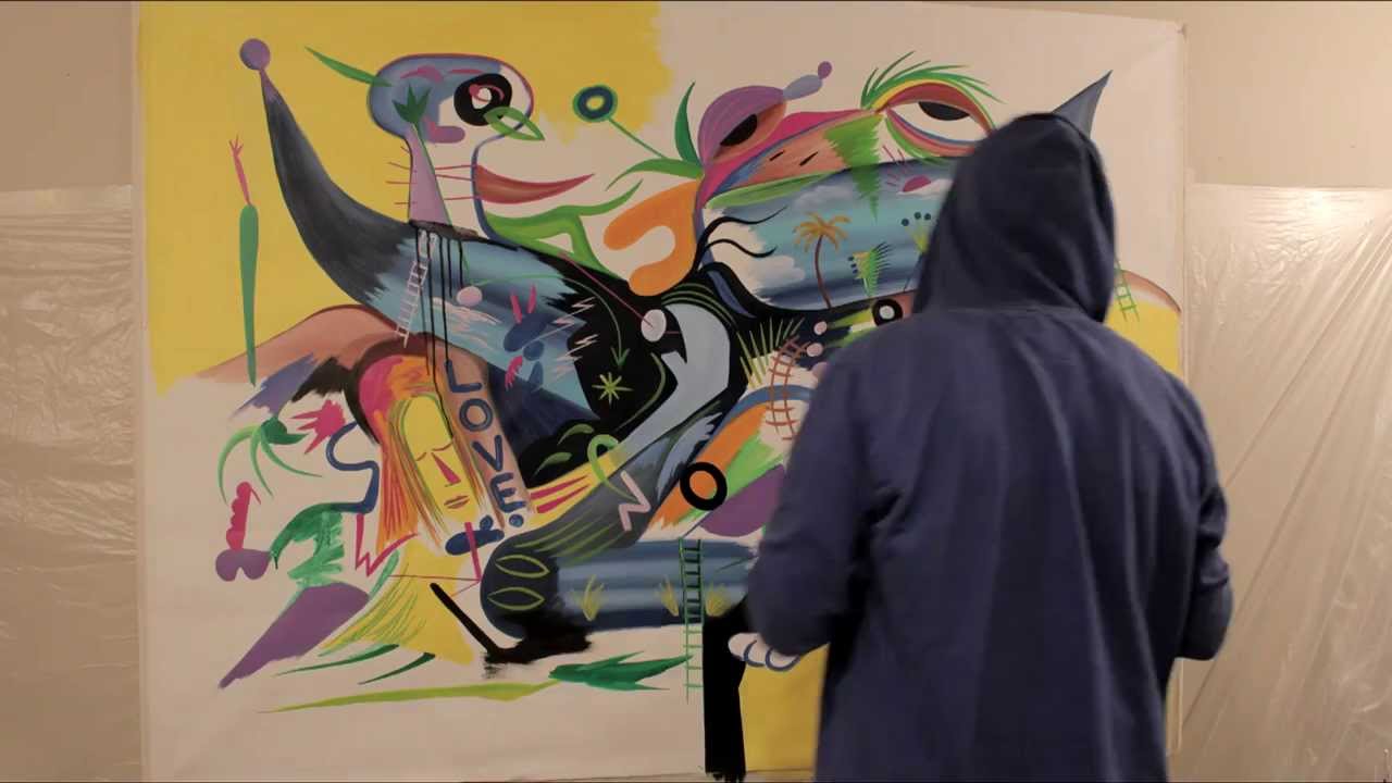 PAINTING A LARGE CANVAS TIME LAPSE SPEED ART BY RAEART PARADISE