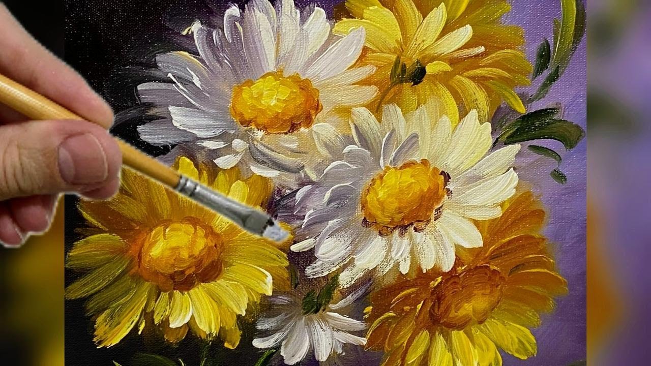 КАРТИНА ШАГ ЗА ШАГОМ / ДИКИЕ РОМАШКИ
