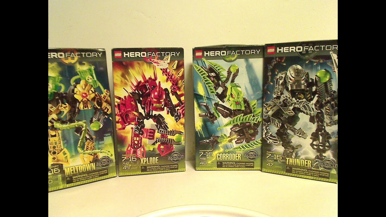 Lego Hero Factory Review: Villain's: Meltdown, Xplode, Thunder, Corroder 2010