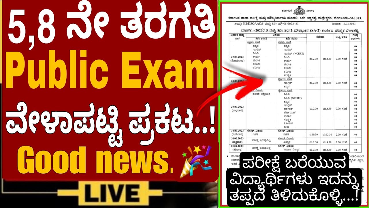 Good News 🎉: 5th & 8th Standard Public Exam  Final Time Table.!| 5th & 8th Standard Public Exam 2023