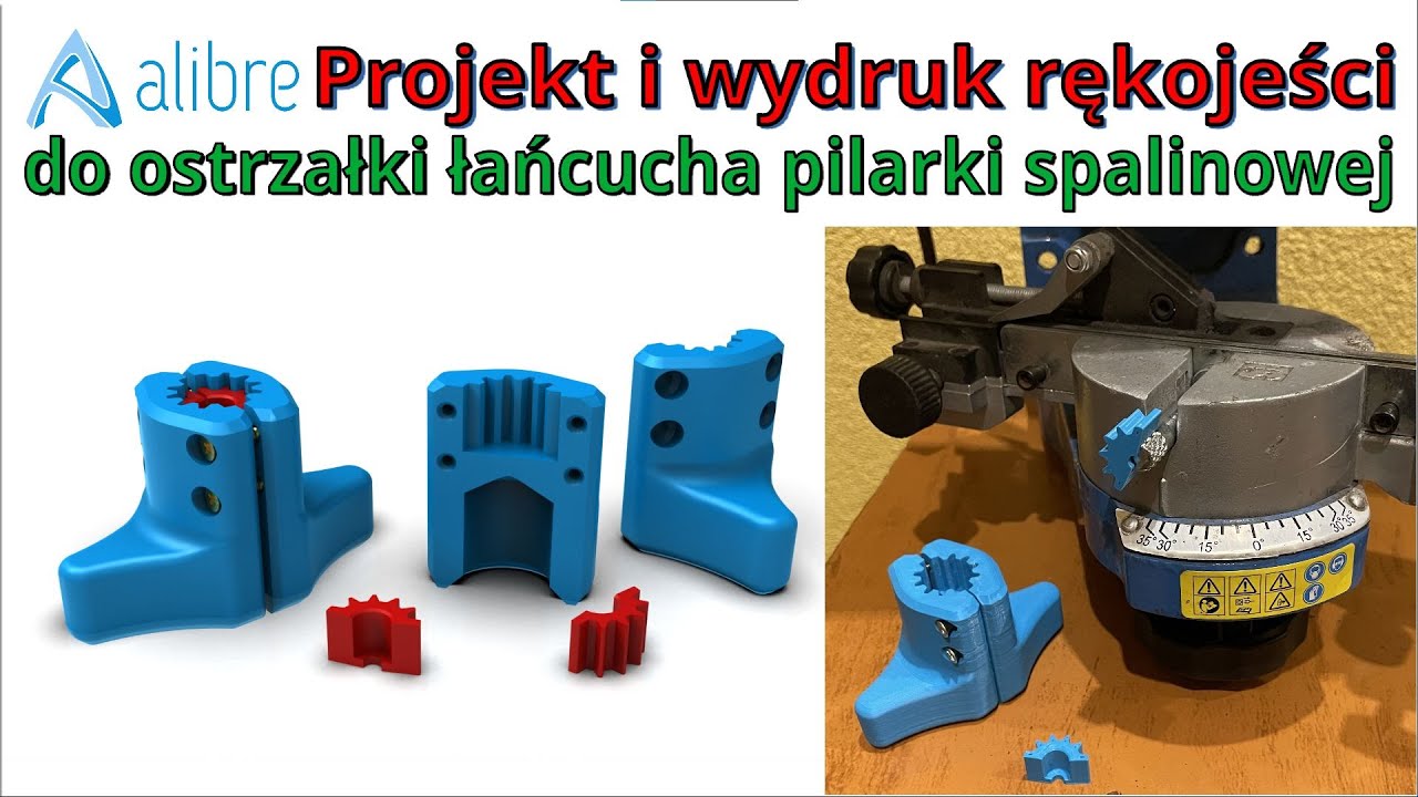 [296] Alibre Design - chain sharpener and broken chain lock handle - design and 3D printing