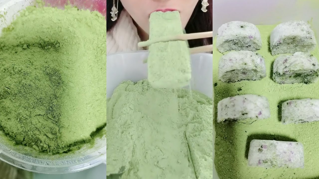 얼음ASMR HEAVY GREEN MATCHA POWDER ICE EATING SOUNDS 💚🍵 THIN ICE CRUNCH 녹차 | Матча | 抹茶 | ماتشا P51