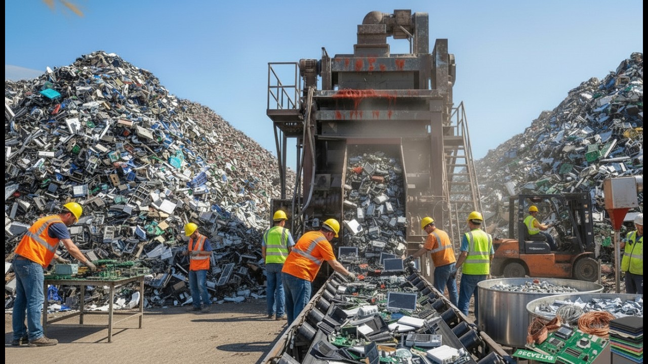 Inside the Recycling Factory – How Electronic Waste Is Recycled Into Valuable Metals Full Process