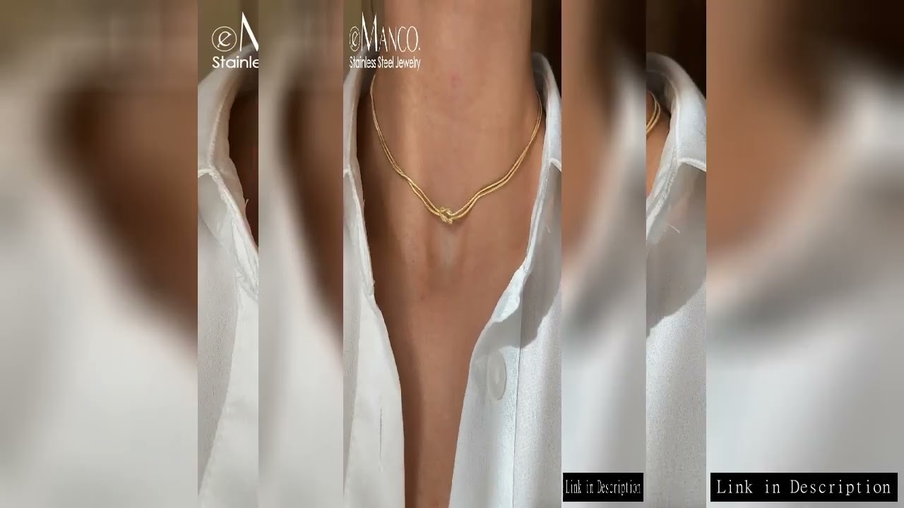 eManco  Elegant Minimalist Jewelry Lusterless 14k Gold Plated Knotted Snake Chain Necklace Women's S