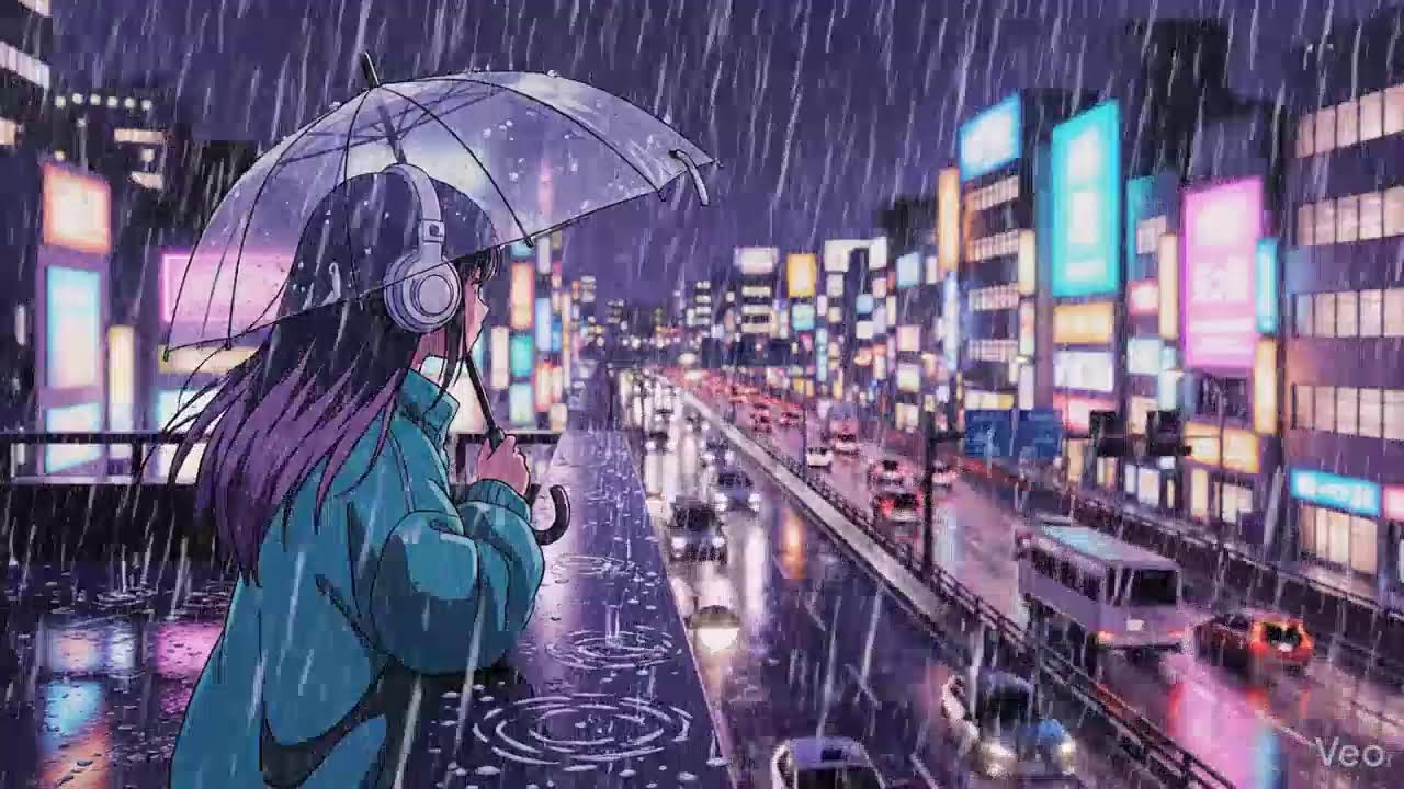 Rainy Night ASMR 🌧️ Neon Japan Lofi Chillhop