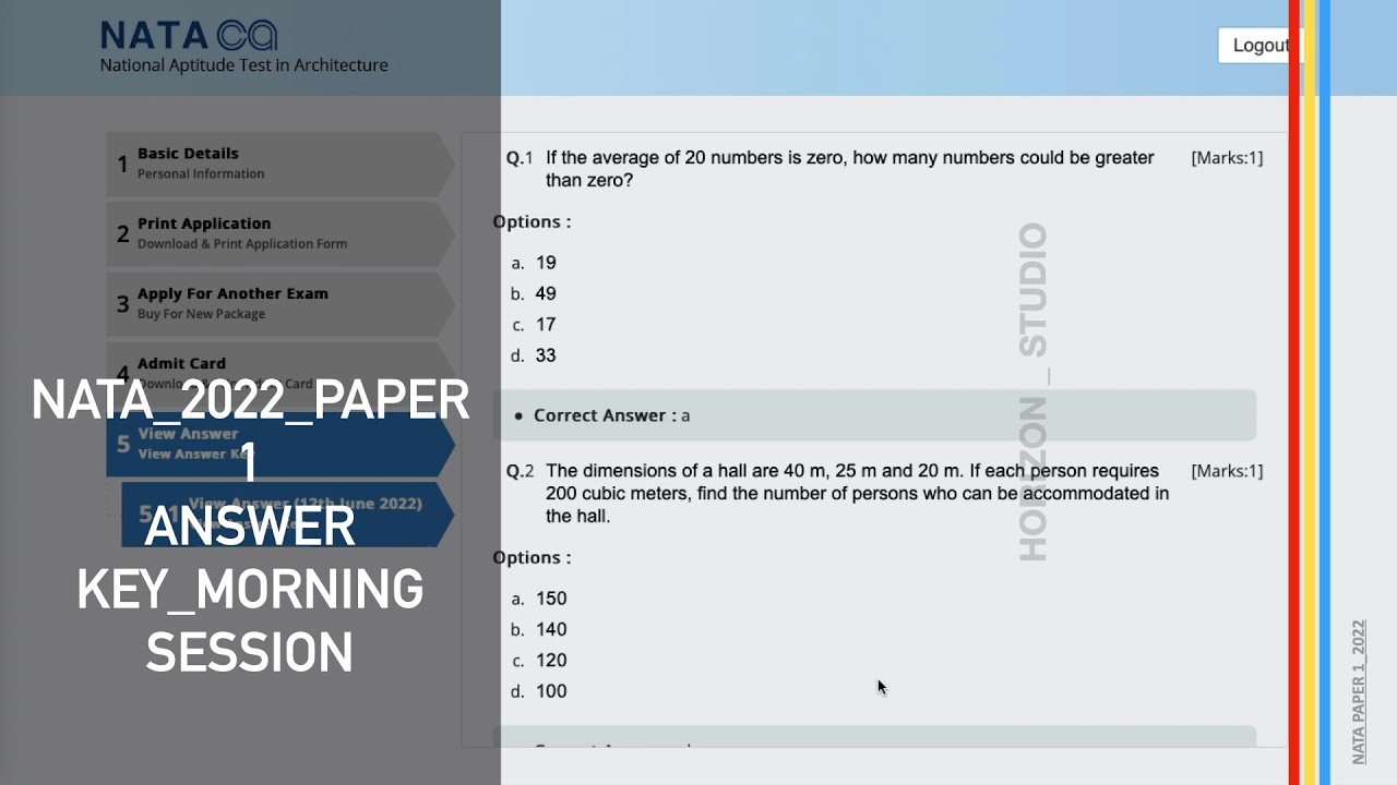NATA PAPER 2022 // ACTUAL QUESTION PAPER_YEAR 2022 // ANSWER KEY_PAPER 1_MORNING #NATA #NATA2022