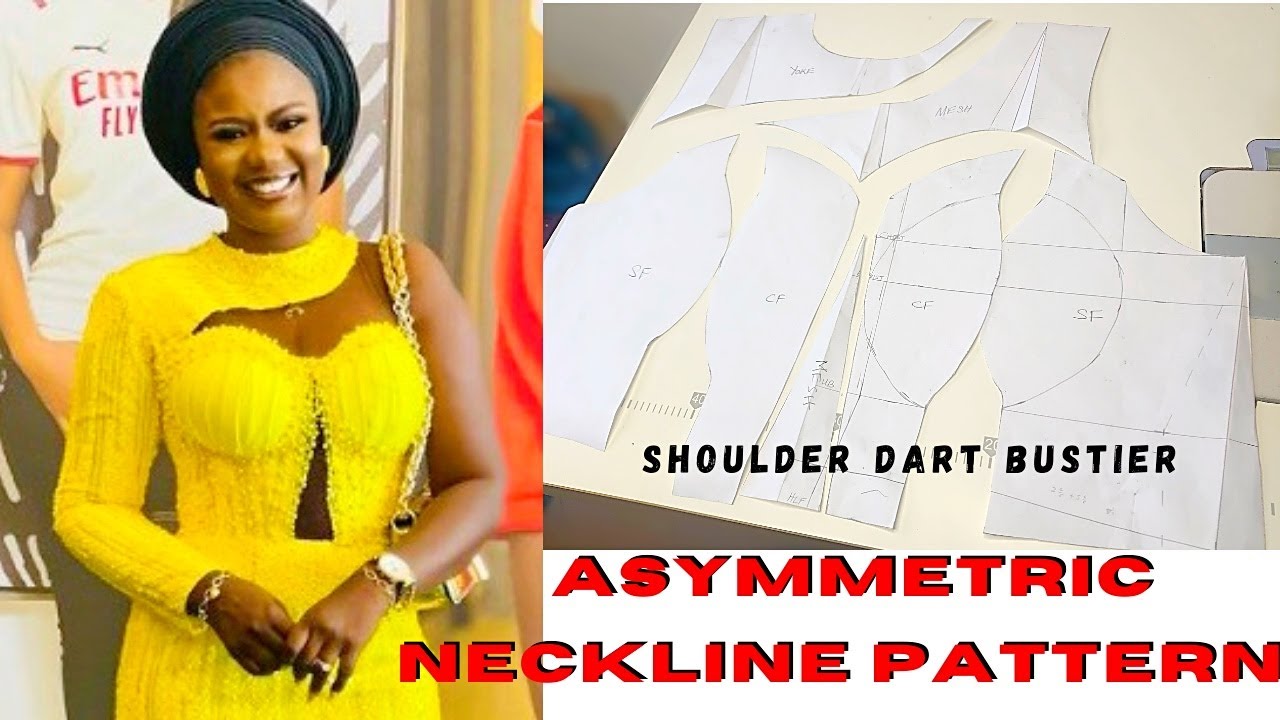 ASYMMETRICAL NECKLINE Dress Pattern || using SHOULDER DART BUSTIER