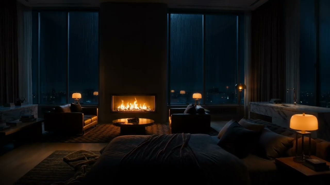 8 Hours of Dark Cozy Rainfall 🌧️ | Night Bedroom Ambience for Sleep & Relaxation