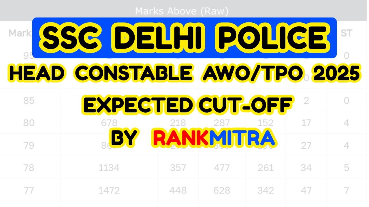 SSC DP AWO/TPO 2025 Expected Cutoff - RankMitra