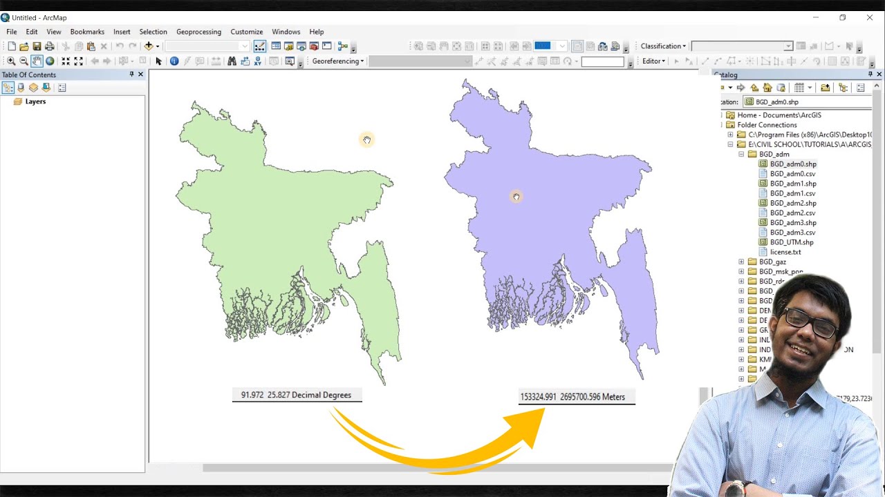 How to change Coordinate system of a Shapefile in ArcGIS