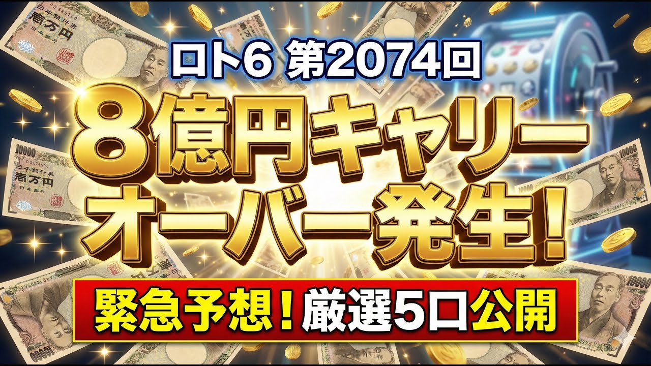 【ロト6 第2074回 予想】緊急事態！約8.2億円キャリーオーバー発生！前回の異常な偏りから狙う「厳選5口」大公開（2026年2月5日抽選）