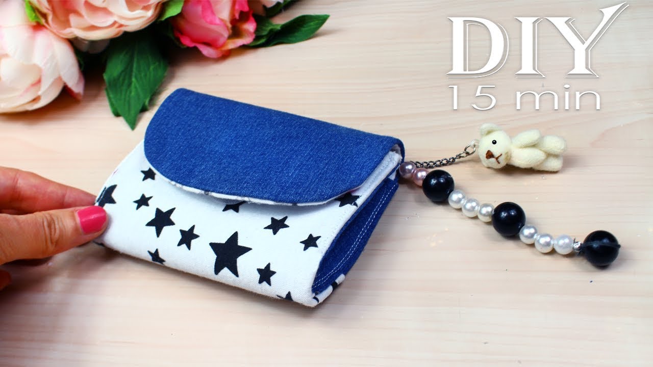 DIY MINI POUCH AWESOME DESIGN // Handmade Purse Wallet Jeans Recycle