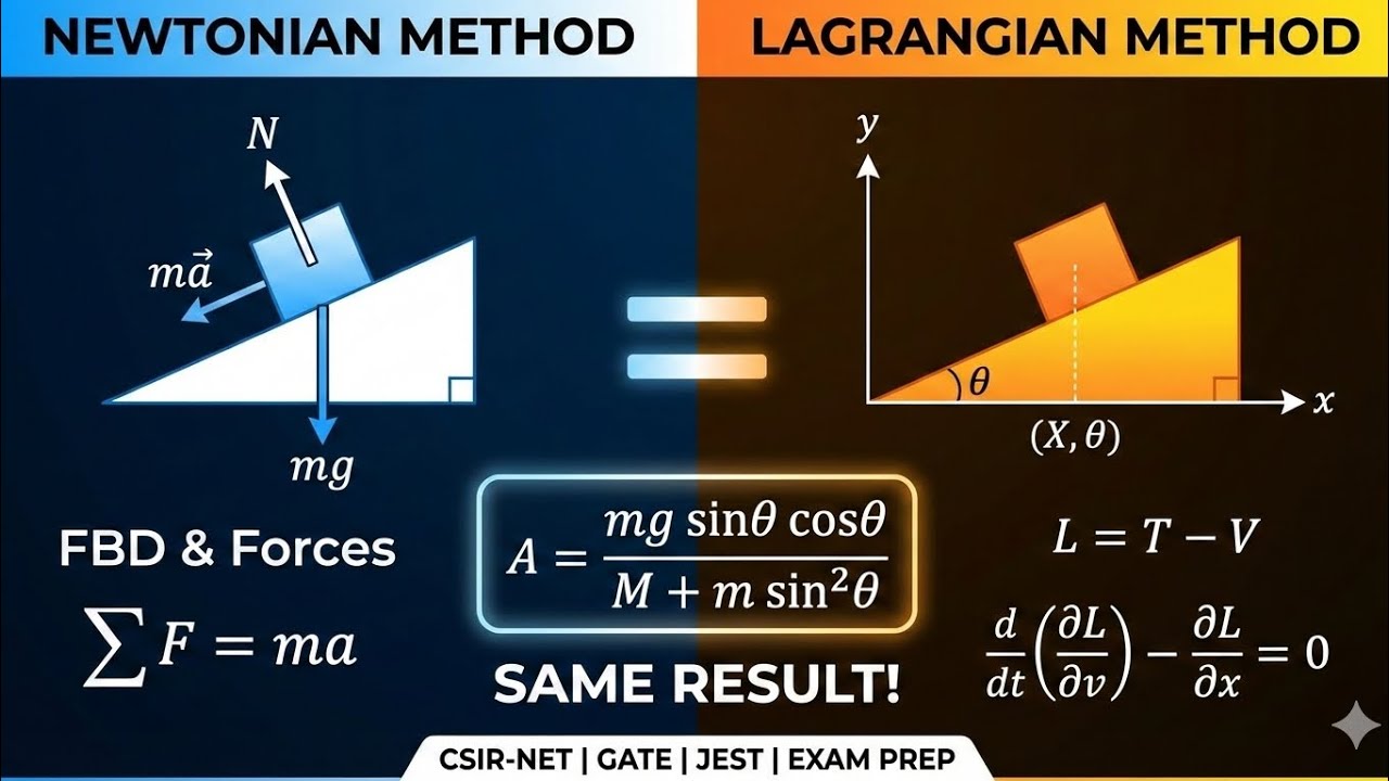Lagrangian vs. Newtonian Mechanics: Block on a Moving Wedge 🏔️