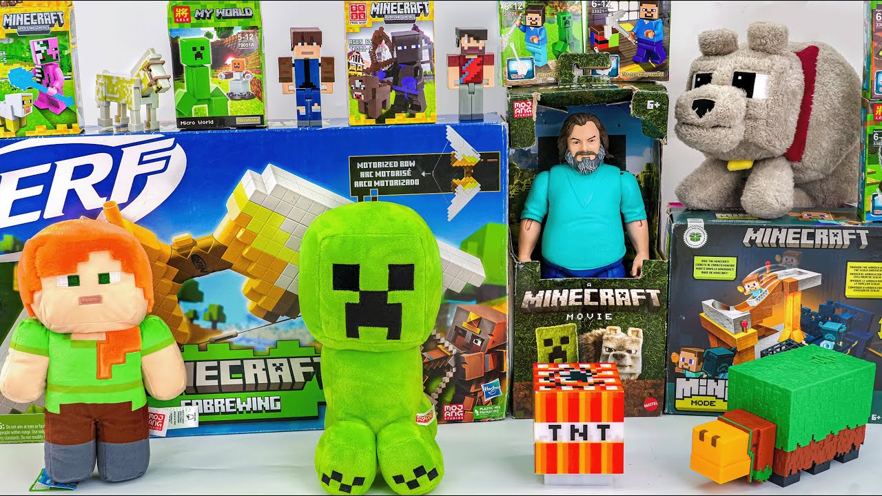 Minecraft Movie Toy Collection Unboxing | Sabrewing | Creeper Light | Basic Alex Plush | Steve