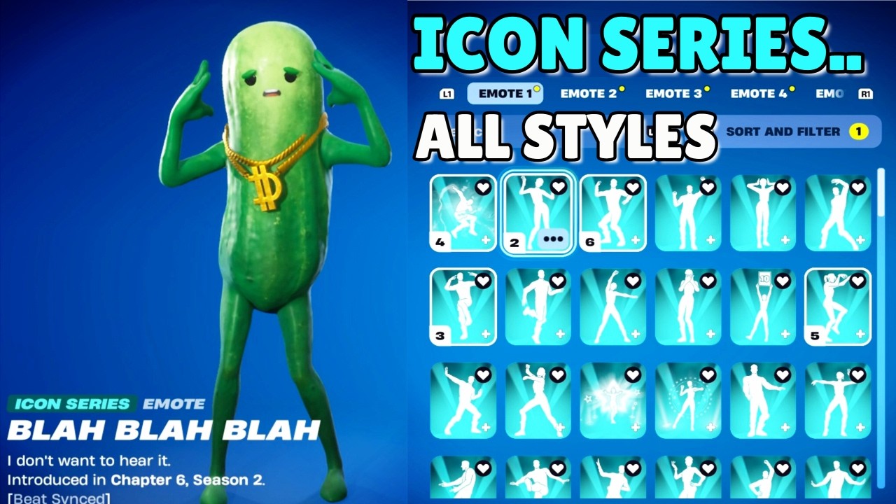ALL ICON SERIES EMOTES & DANCES! (BIG DILL Skin)