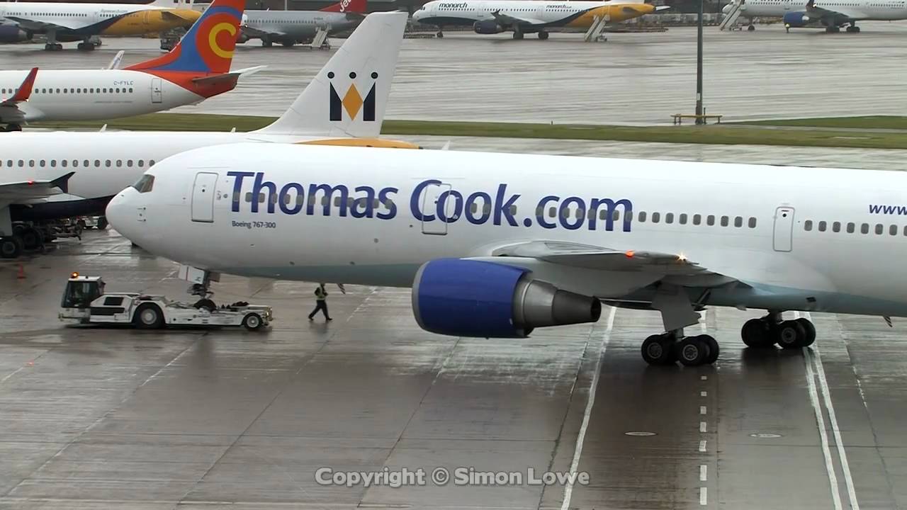 towbarless pushback. Thomas Cook 767-300 27/05/09