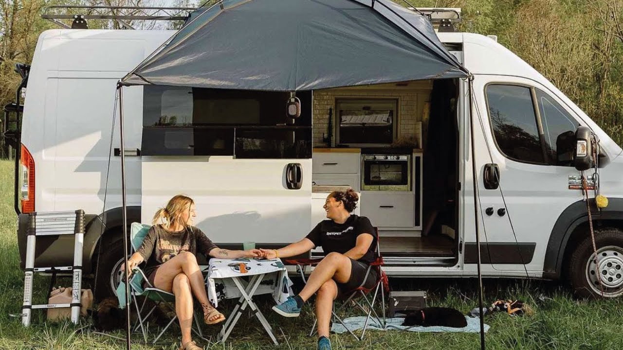 RAM PROMASTER VAN CONVERSION w/ EVERYTHING YOU NEED | These 2 Girls give a Unique Walk-Through 🚐