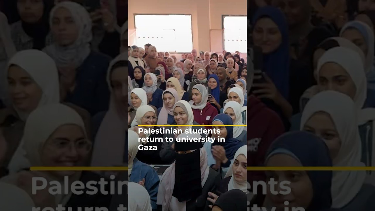 Palestinian students return to class at Gaza university | AJ#shorts
