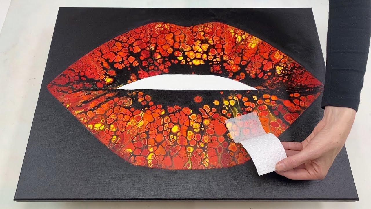 22. LIPS Acrylic Swipe Painting Tutorial | Acrylic Pouring