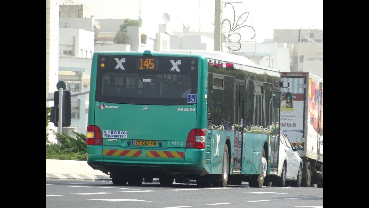 MAN NL323F bus #65102/77-062-69 Egged Bus Cooperative on route 145 from Holon to Petah Tikva