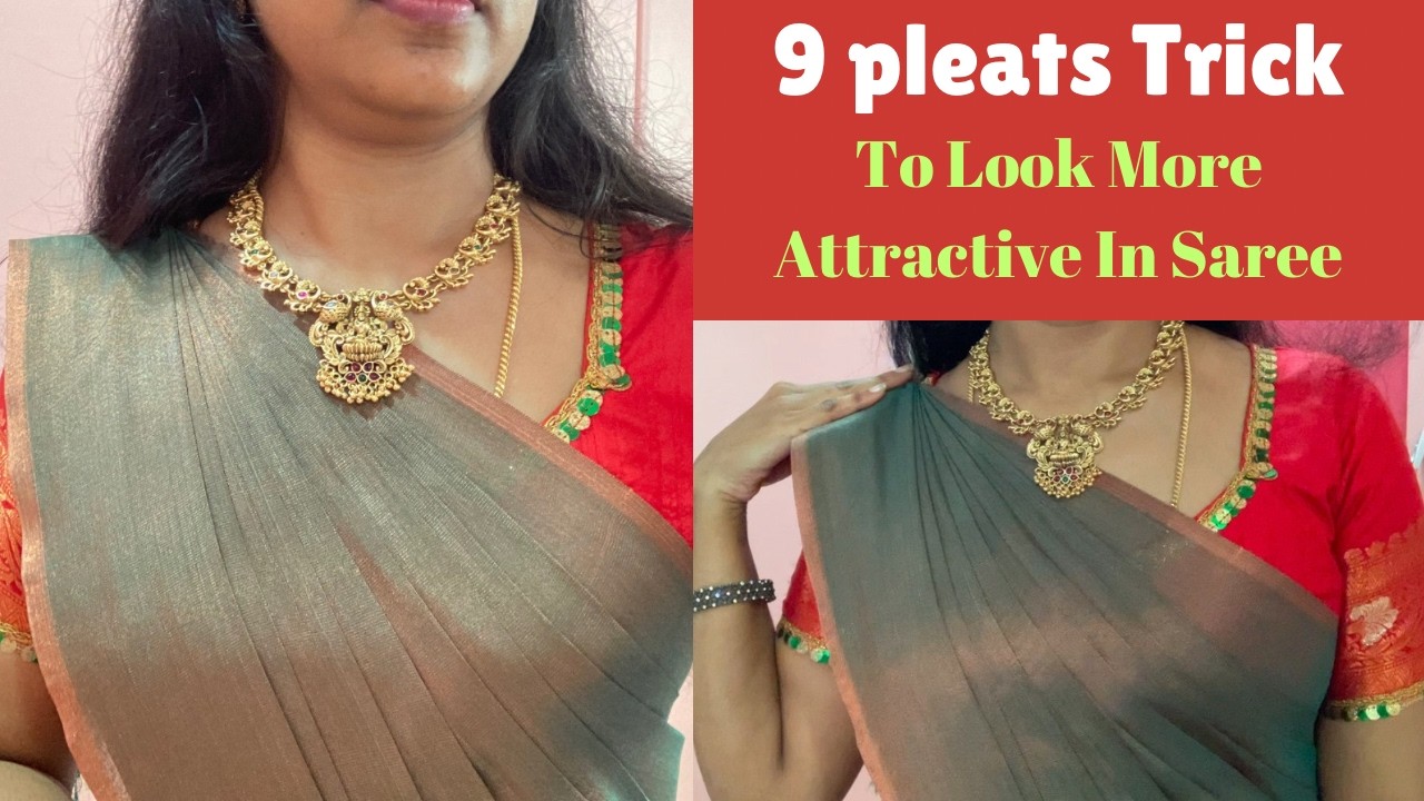 9 pleats Trick To Look More Attractive In SAREE. #sareeprepleatingandfolding #9pleats #sareefashion