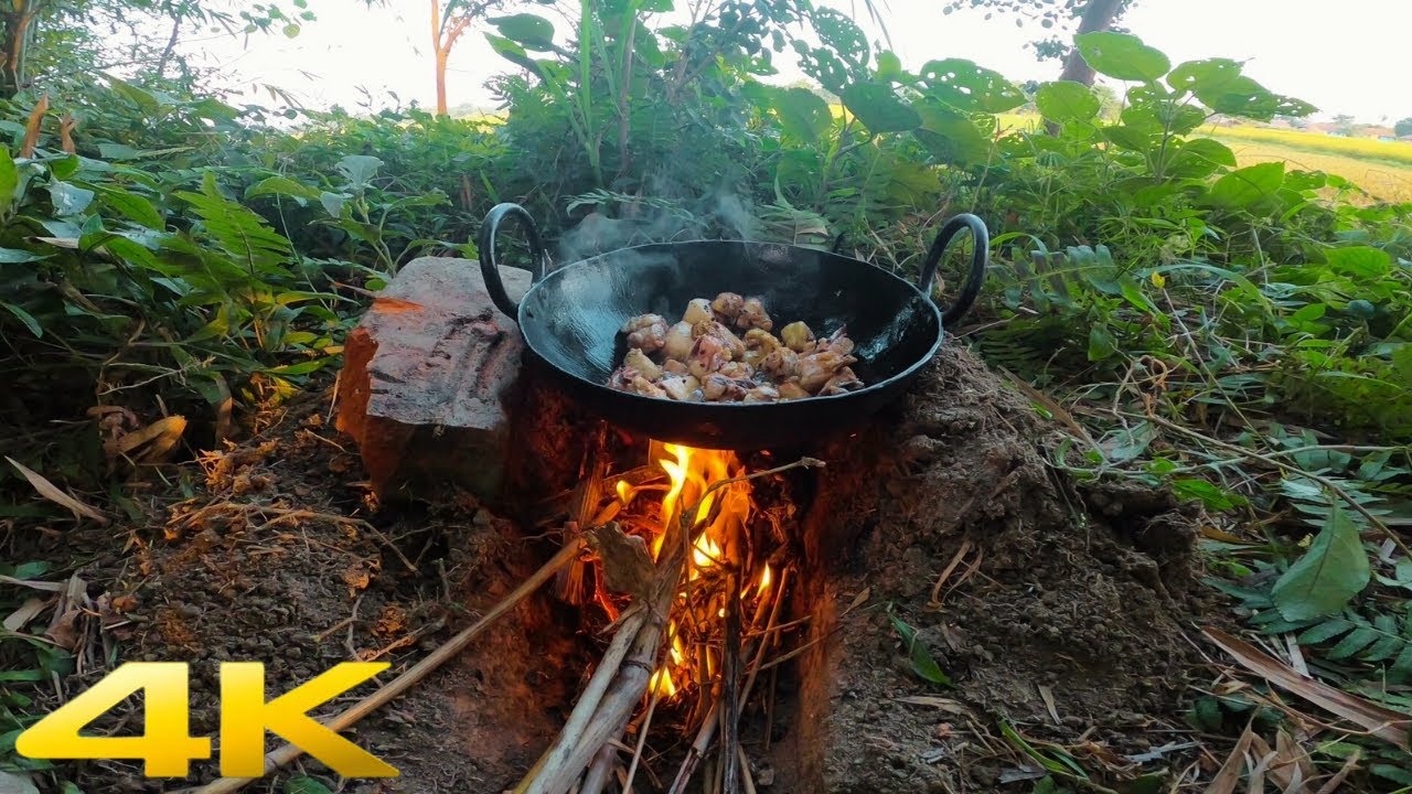 Outdoor Cooking and Enjoying Chicken Curry With Kids | Let's Eat | 4k