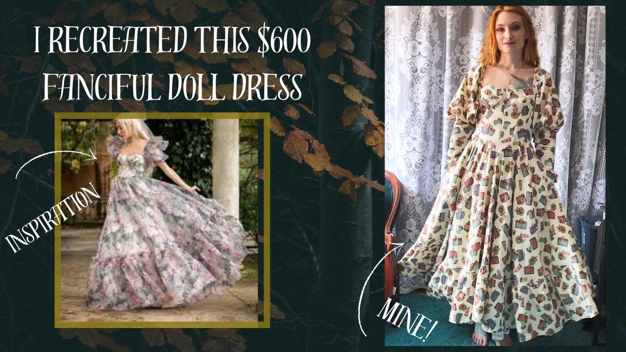I recreated a $600 Fanciful Doll Dress from Vintage Fabric