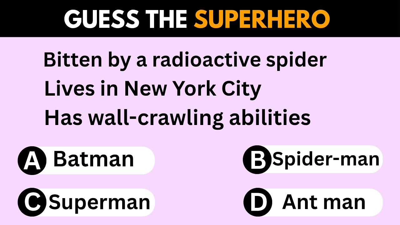 Can you guess these superheroes by 3 clues in just 5 seconds. 99% couldn't pass the medium level.