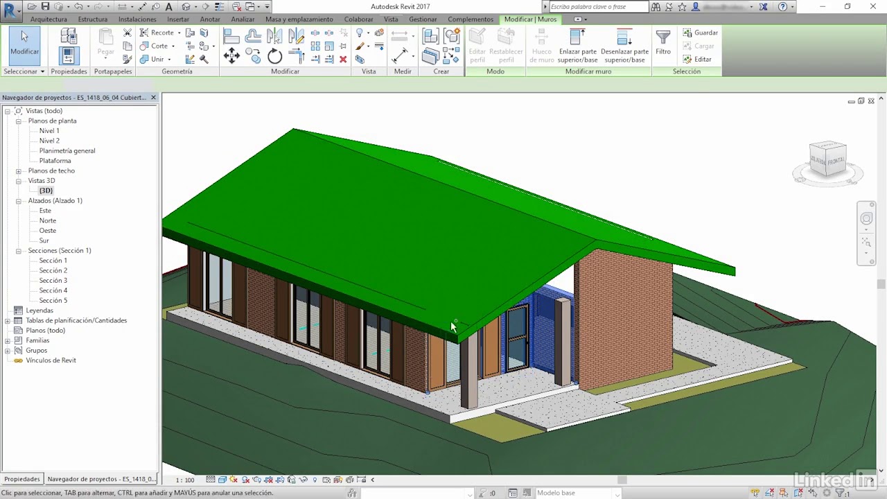Curso Revit 2017 (36/63) - Creación de Cubiertas por Extrusión
