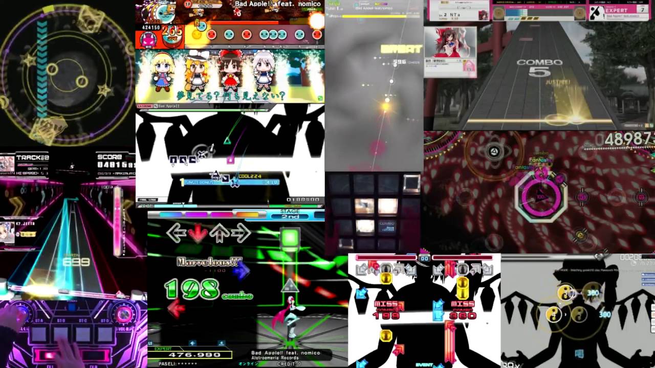 Bad Apple!! In eleven different rhythm games!!