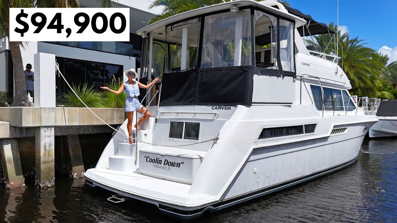 Яхта-Дом всего за 94 900 долларов! Экскурсия на моторной яхте Carver 405 с кормовой каютой 1998 года