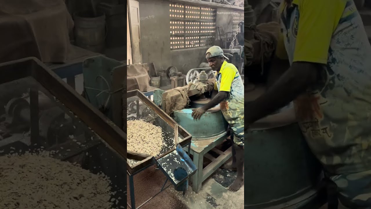 Roasted Poha Flattened Rice Making Traditional Process