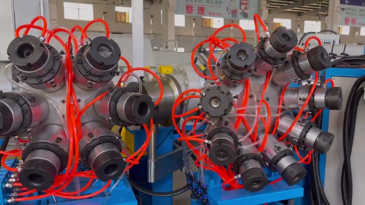 insulation sheet and pipe extrusion line with  several  different  type of  pipe heads
