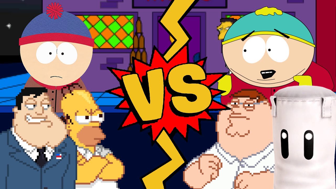 M.U.G.E.N Battles | Stan Marsh/Stan Smith/Homer Simpson vs Eric Cartman/Peter Griffin/Sandbag