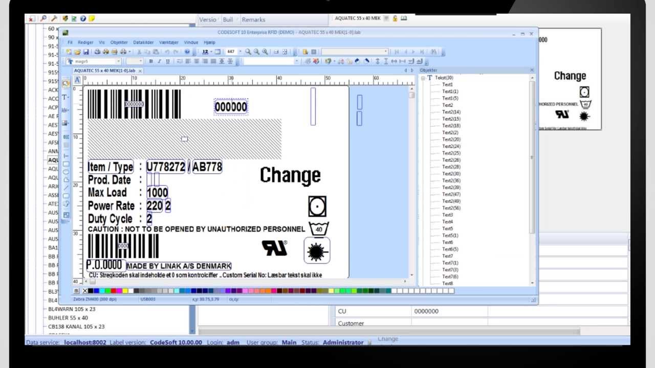 PCSYS - Label Print Server: Demonstration